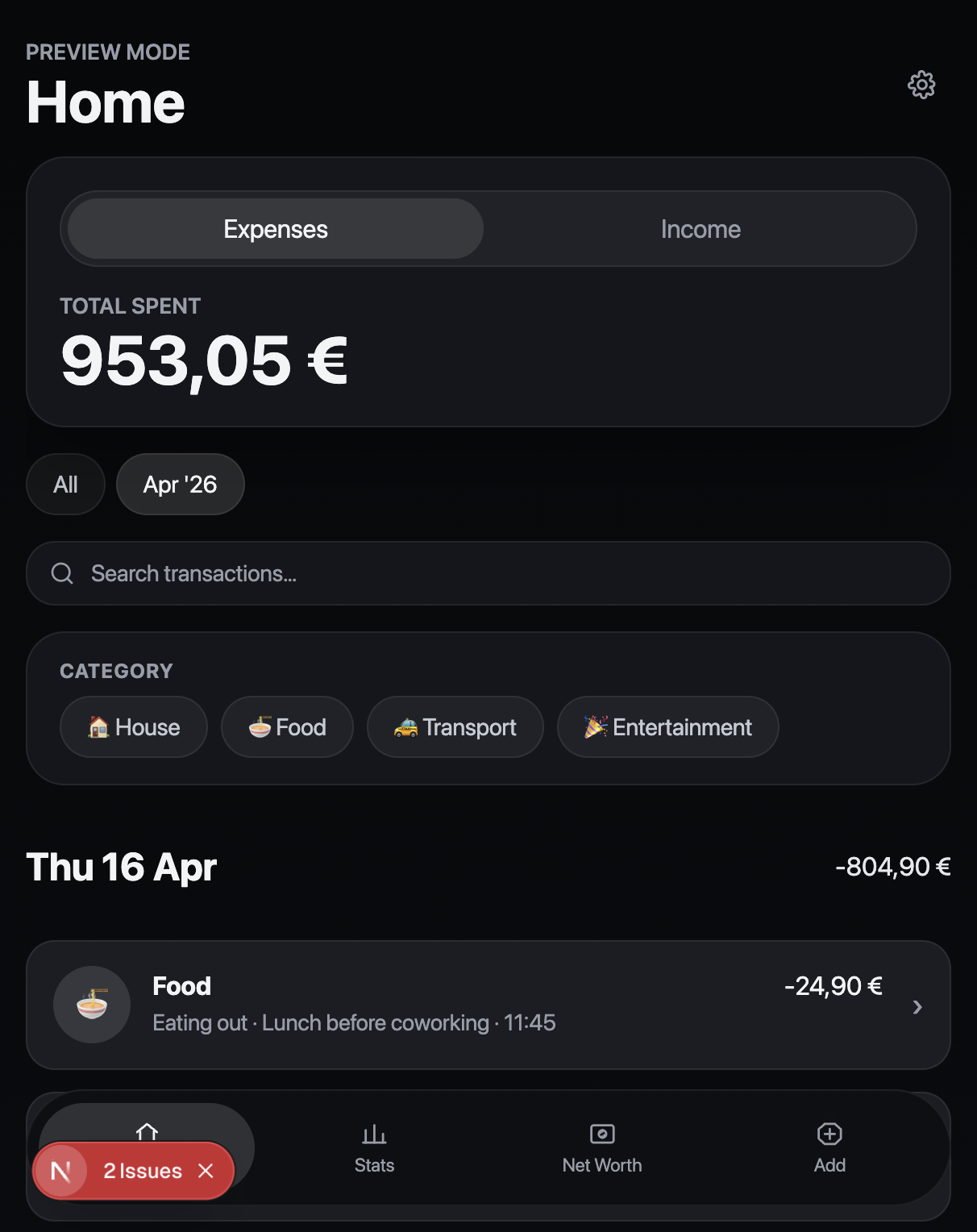 Pocket Ledger screenshot 1